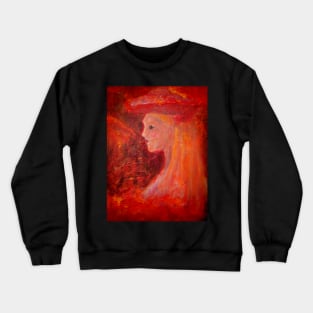 Lady in Red Crewneck Sweatshirt